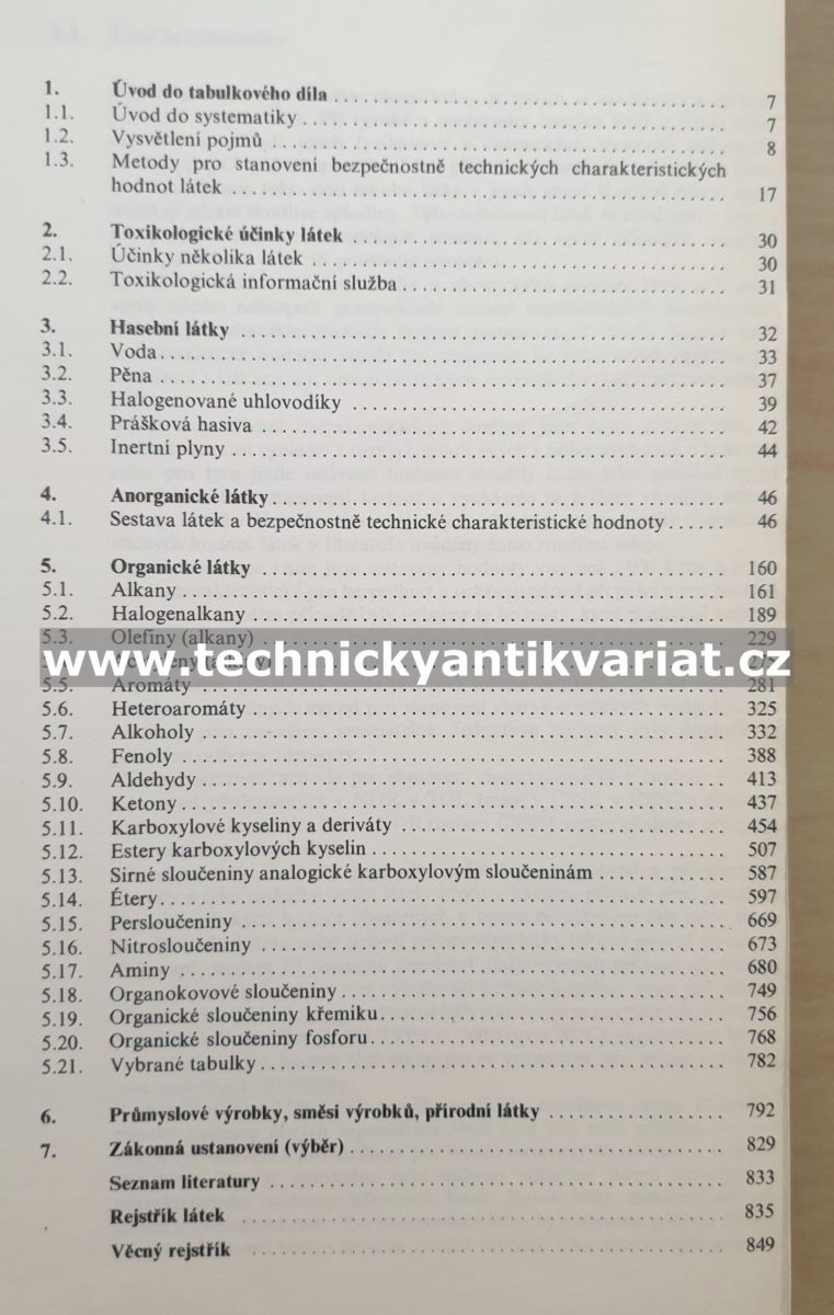 Tabulky hořlavých a nebezpečných látek (1980)
