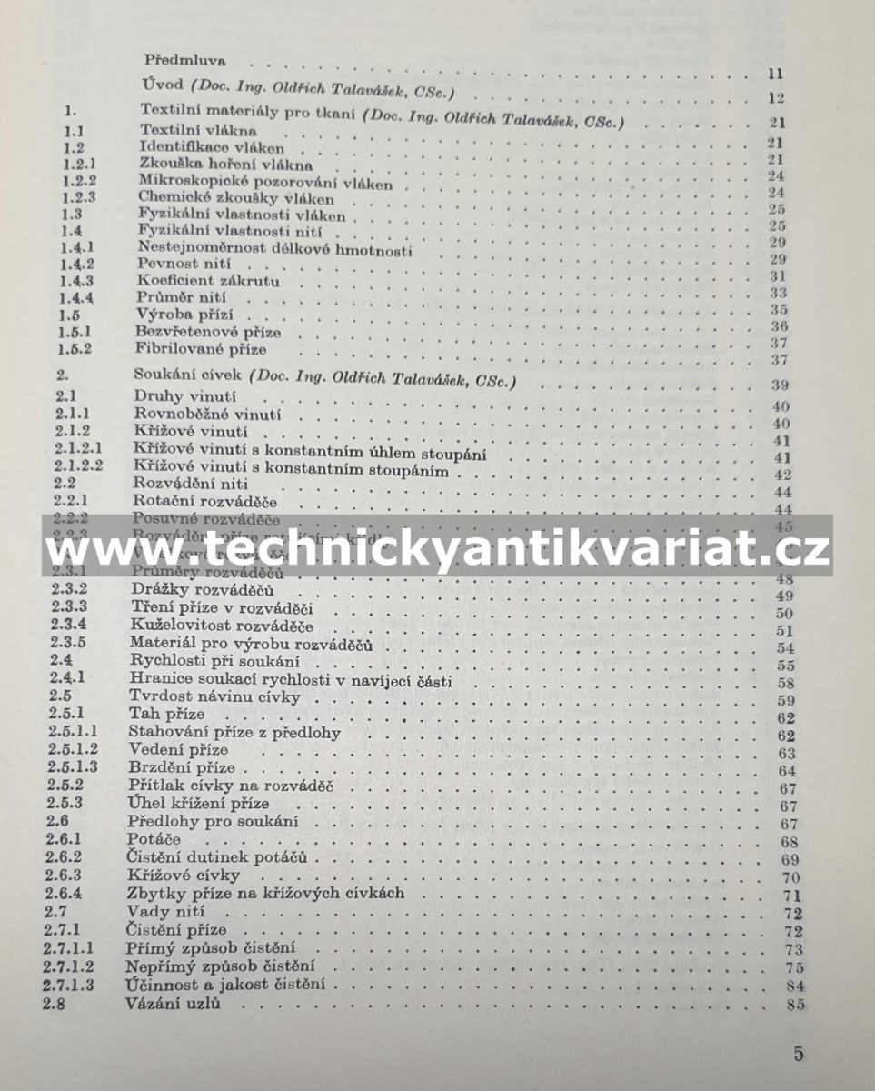 Příprava materiálu ke tkaní - O. Tavalášek, J. Plištil (1984)