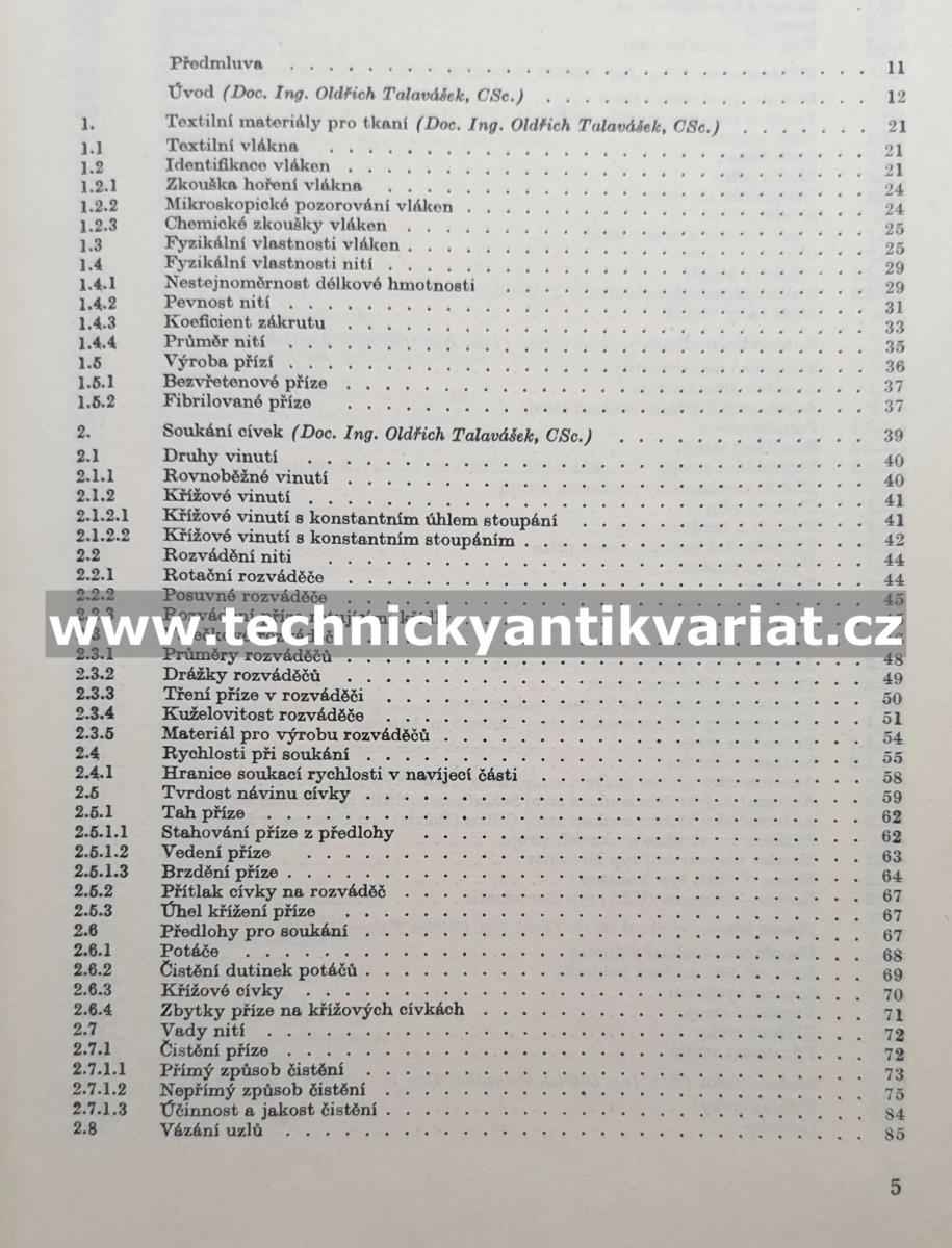 Příprava materiálu ke tkaní - O. Tavalášek, J. Plištil (1984)