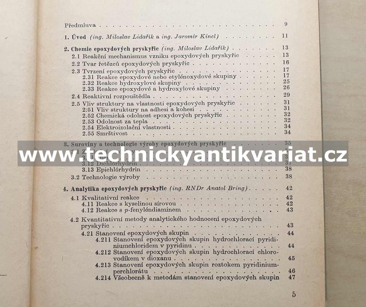 Epoxydové pryskyřice - Lidařík, Kincl, Bring (1959)