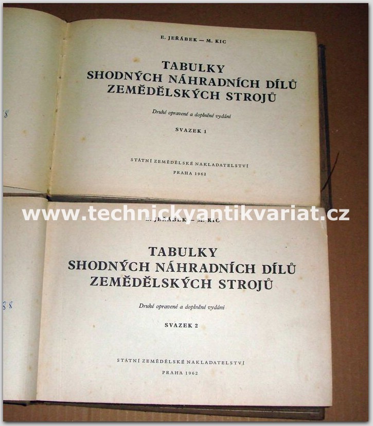 Tabulky schodných náhradních dílů zemědělských strojů I.II.