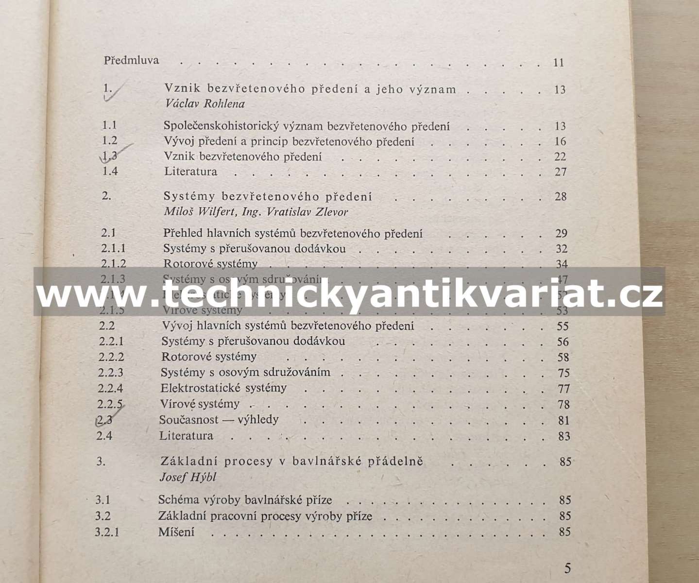 Bezvřetenové předení - Václav Rohlena (1974)