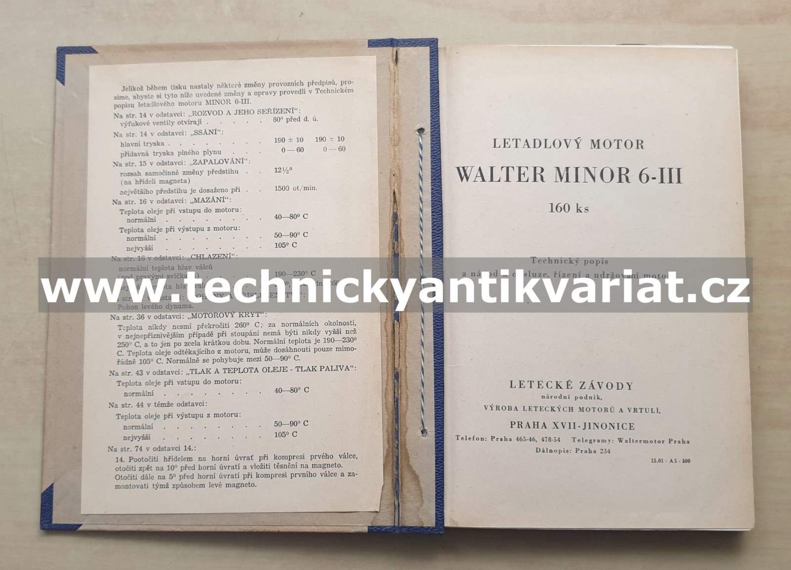 Walter Minor 6-III popis, obsluha, udržování (1948)