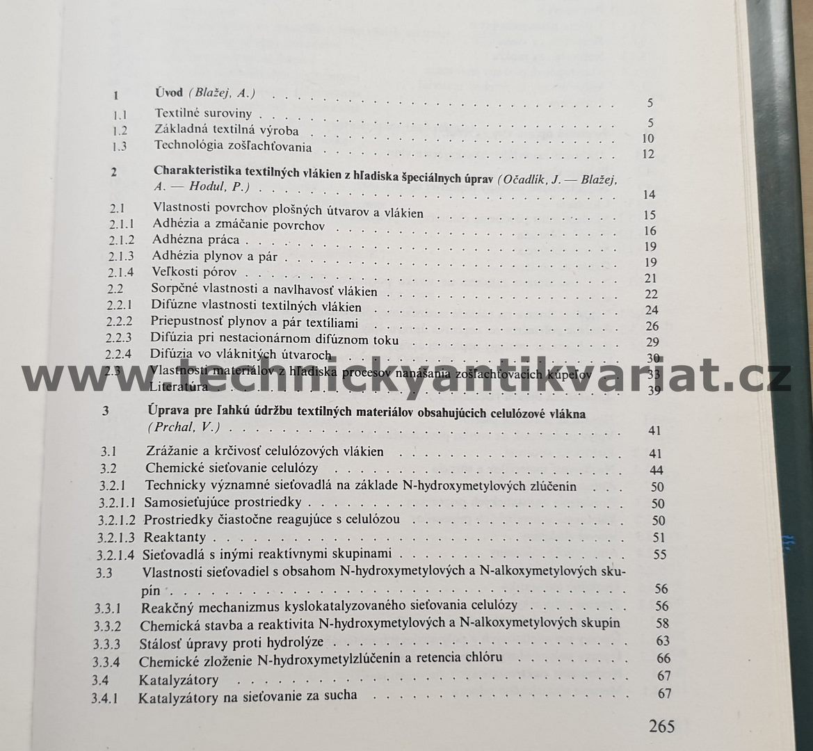 Špeciálne chemické úpravy textílií - A.Blažej (1986)
