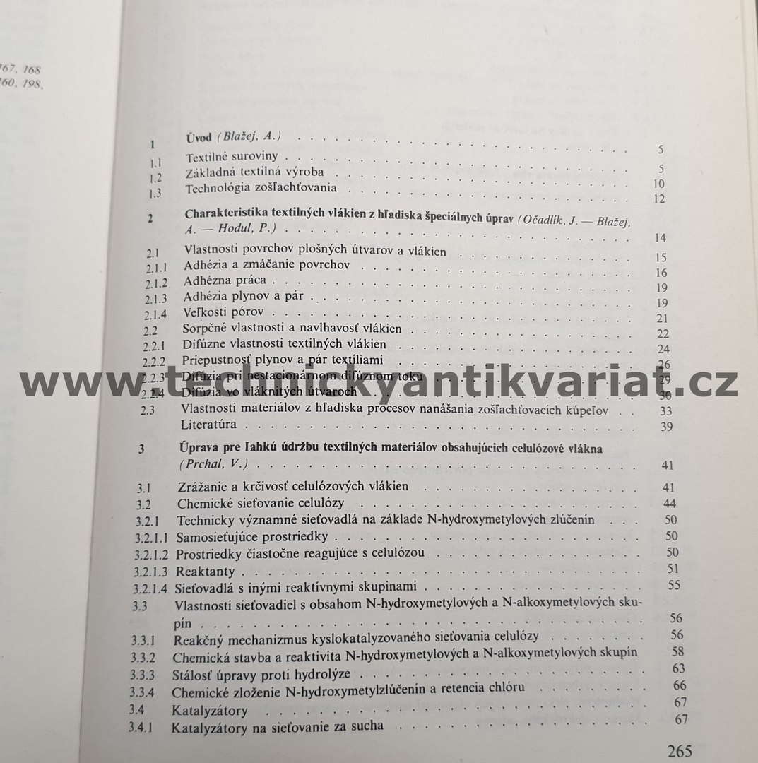 Špeciálne chemické úpravy textílií - A.Blažej (1986)