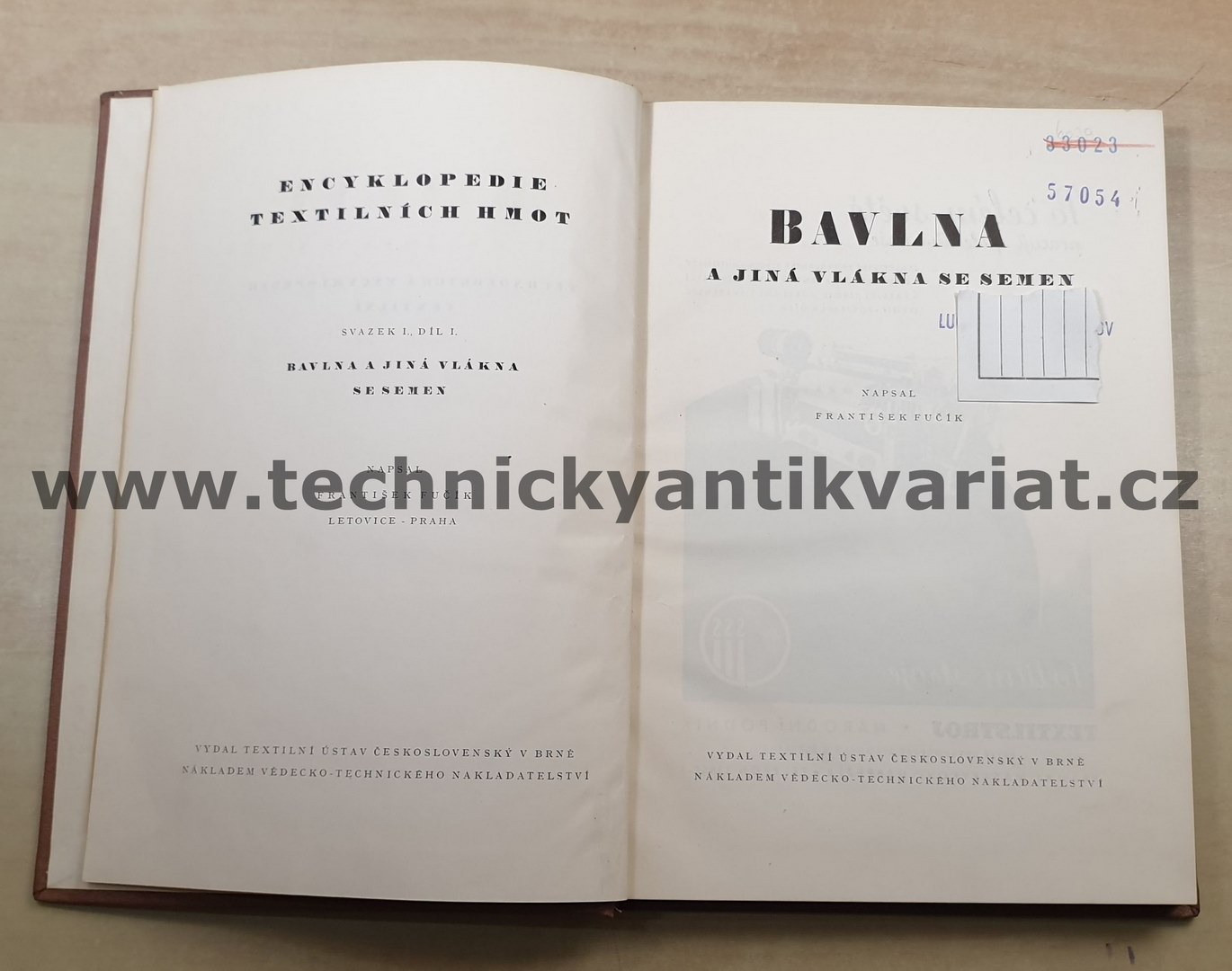 Encyklopedie textilních hmot I. Bavlna a jiná vlákna se semen - František Fučík (1949)