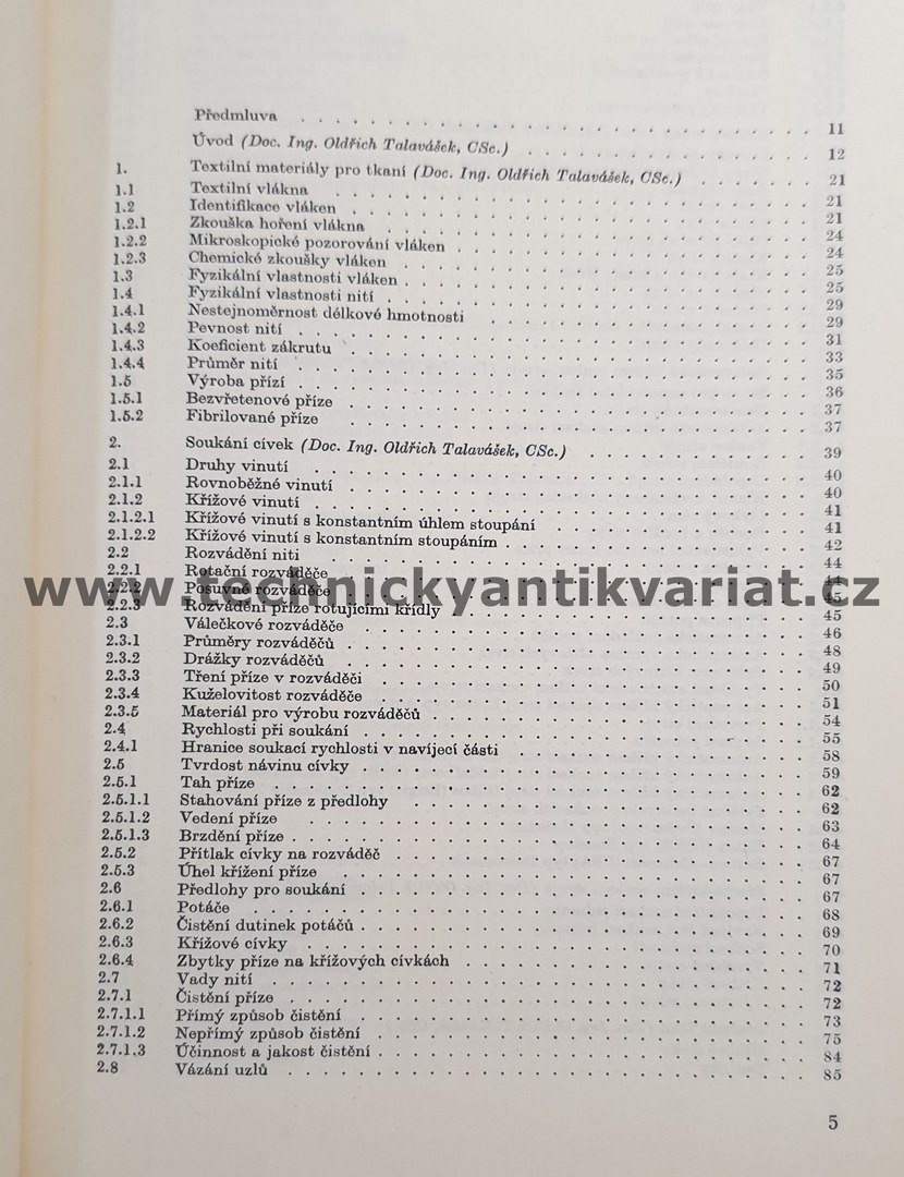 Příprava materiálu ke tkaní - O. Tavalášek, J. Plištil (1984)