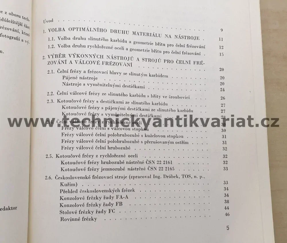Volba podmínek pro výkonné frézování - Pechatý, Vodička (1969)