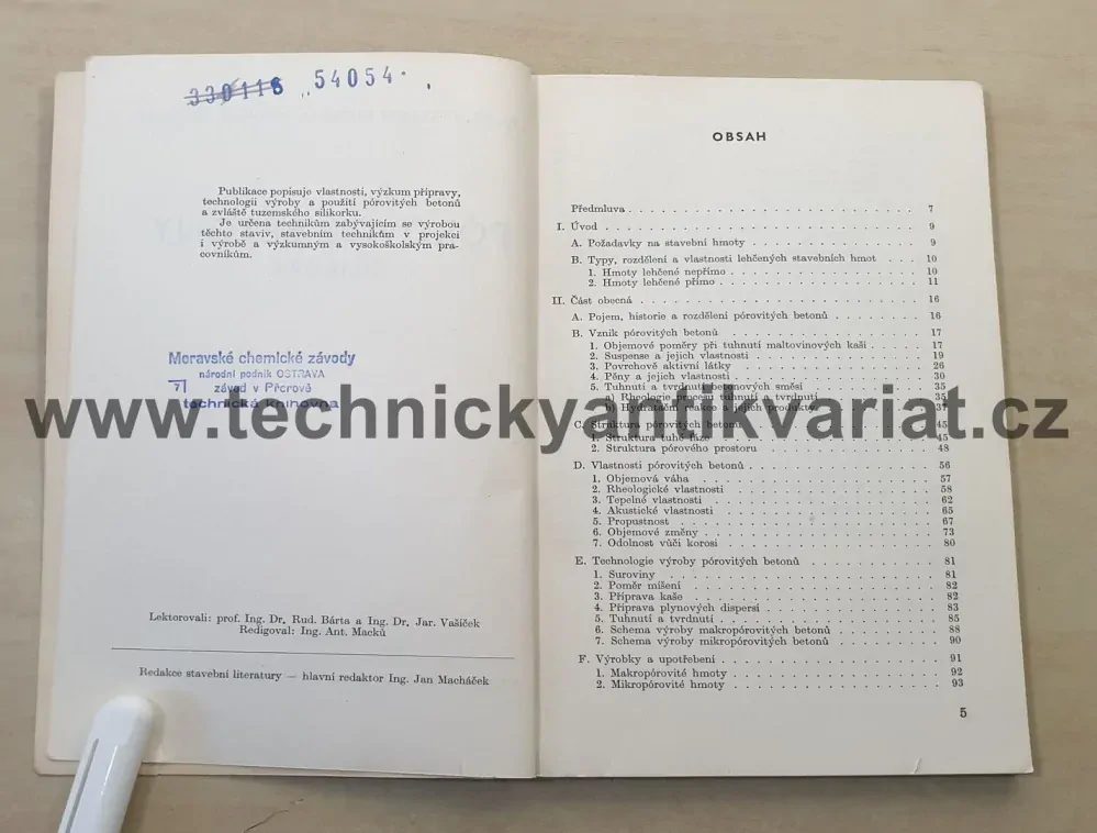 Porovité betony - V. Šatava, J. Škrdlik (1958)