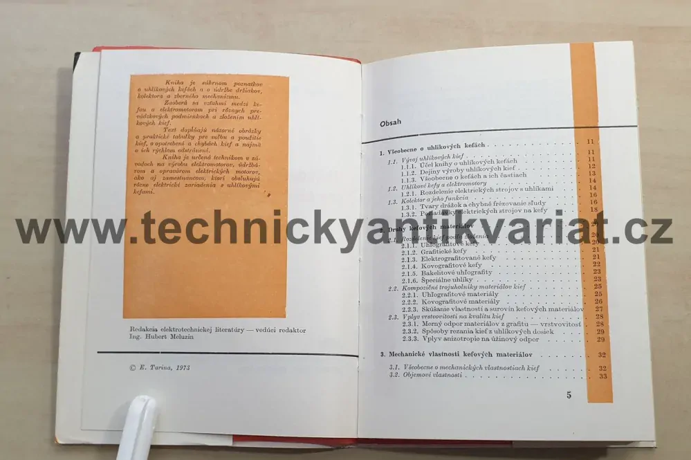 Uhlíkové kefy pre elektromotory - Emil Tarina (1973)