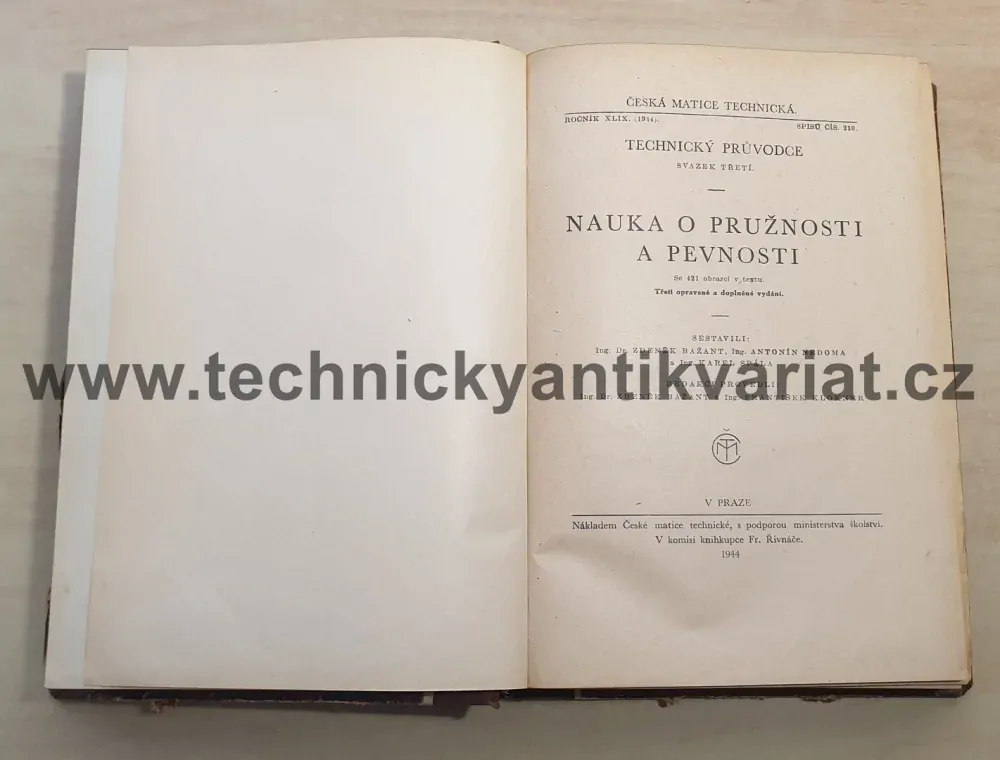 Nauka o pružnosti a pevnost - Z. Bažant, A. Nedoma, K. Spála (1944)