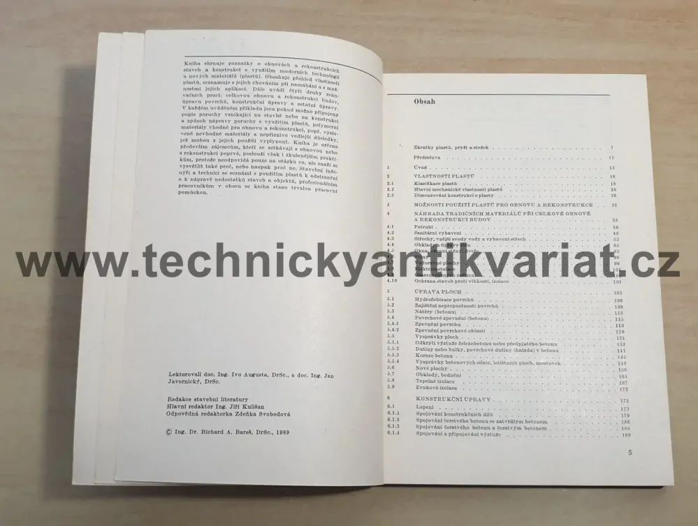 Plasty pro rekonstrukce staveb - R. A. Bareš (1989)