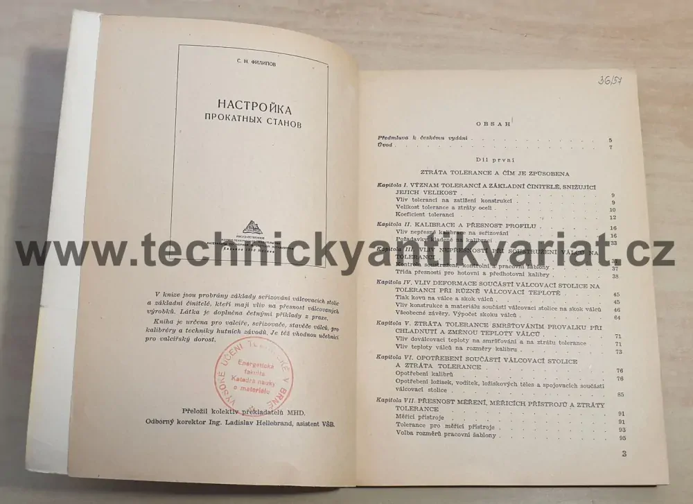 Seřizování válcových stolic - S.N. Filipov (1953)