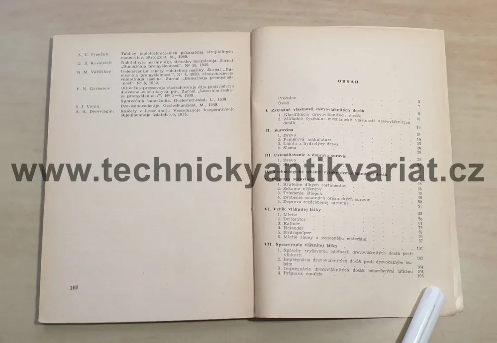 Výroba drevovláknitých desek - M.S. Pušev (1954)