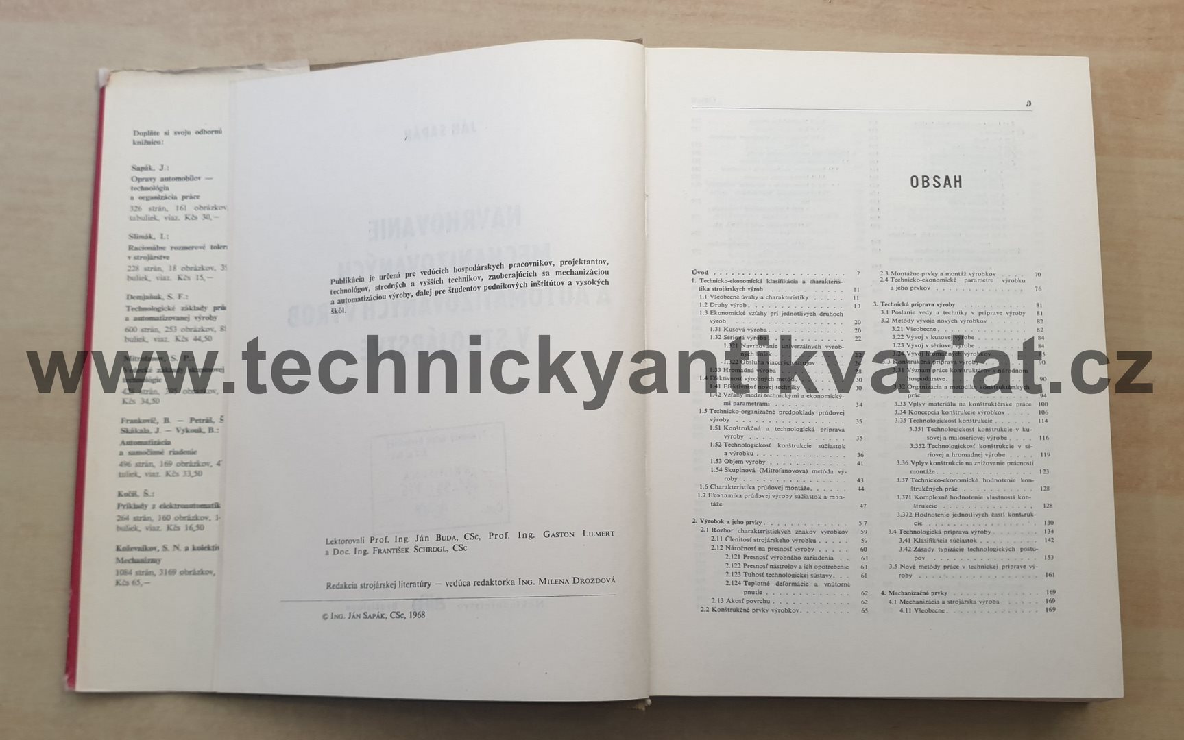Navrhovanie mechanizovaných a automatizovaných výrob v strojárstve - Ján Sapák (1968)