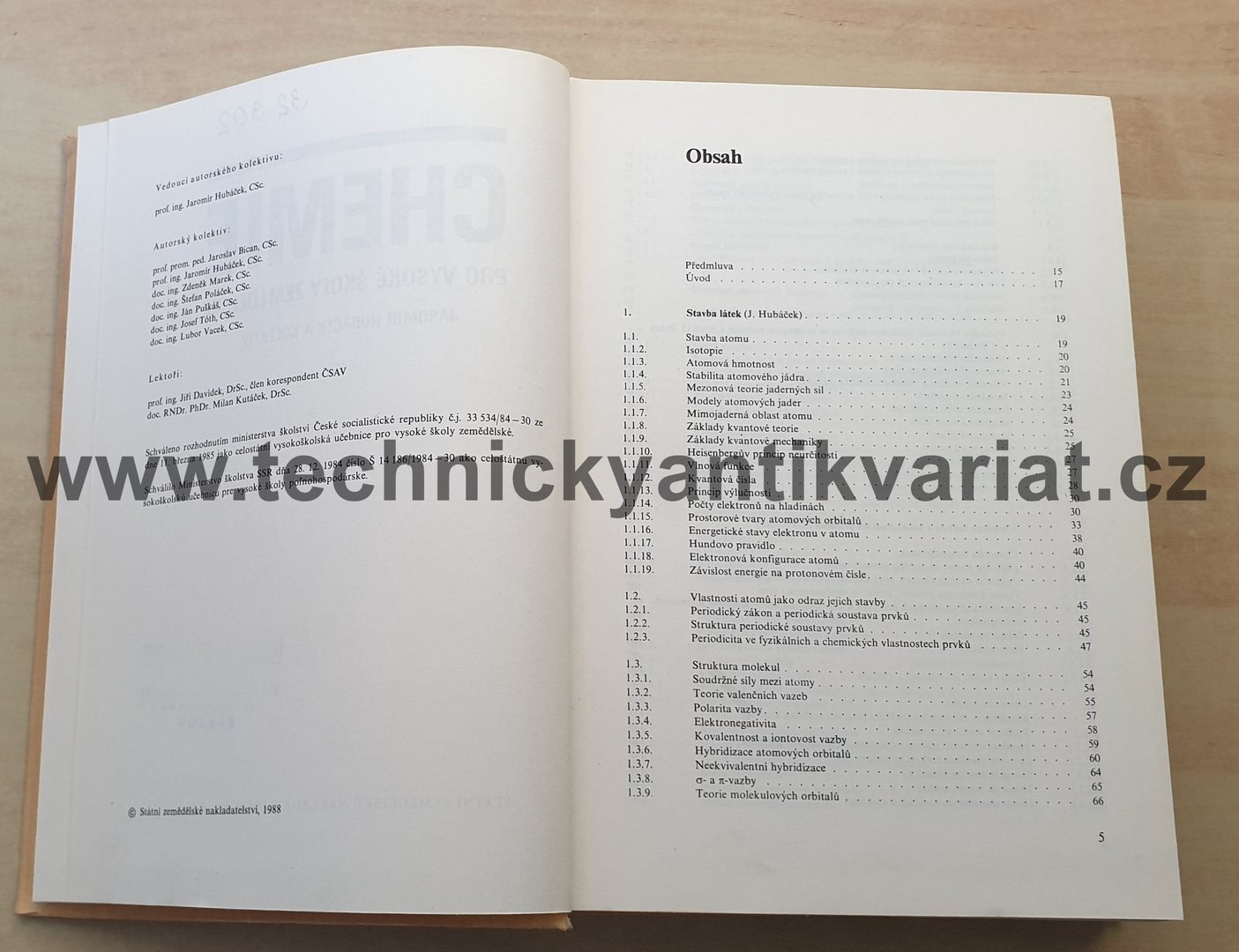Chemie pro vysoké školy zemědělské - Jaromír Hubáček (1988)