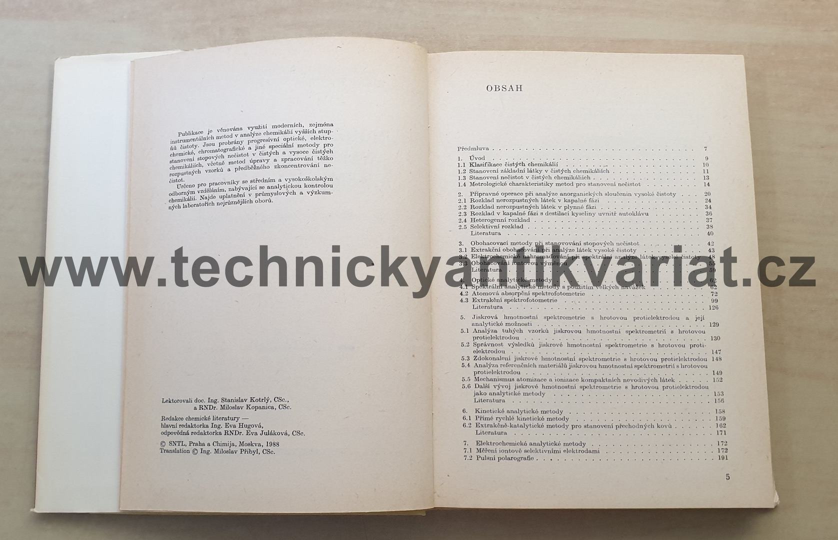 Metody analýzy čistých chemikálií - Čapuchin, Přibyl (1989)