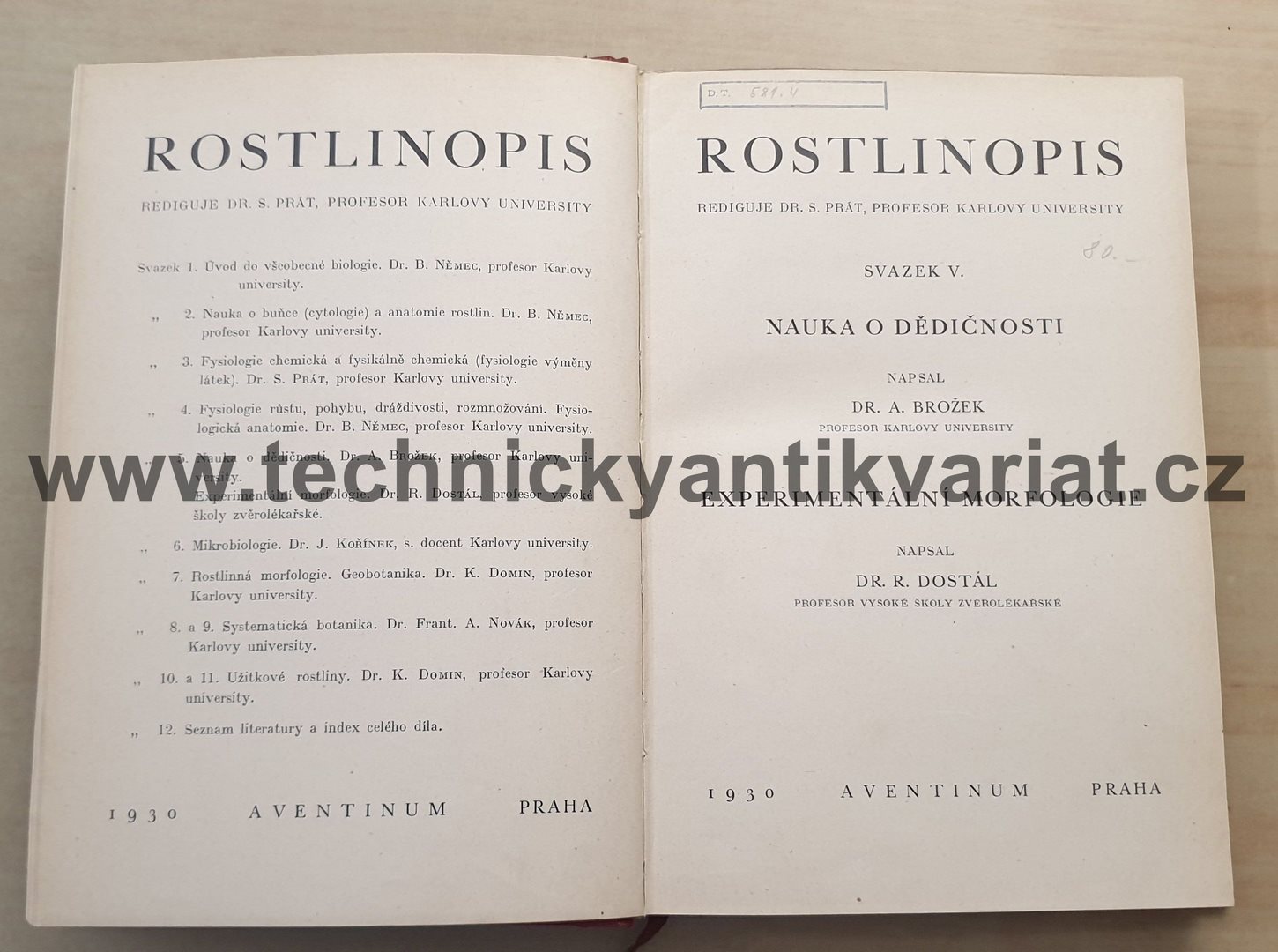 Rostlinopis V. nauka o dědičnosti - A. Brožek (1930)