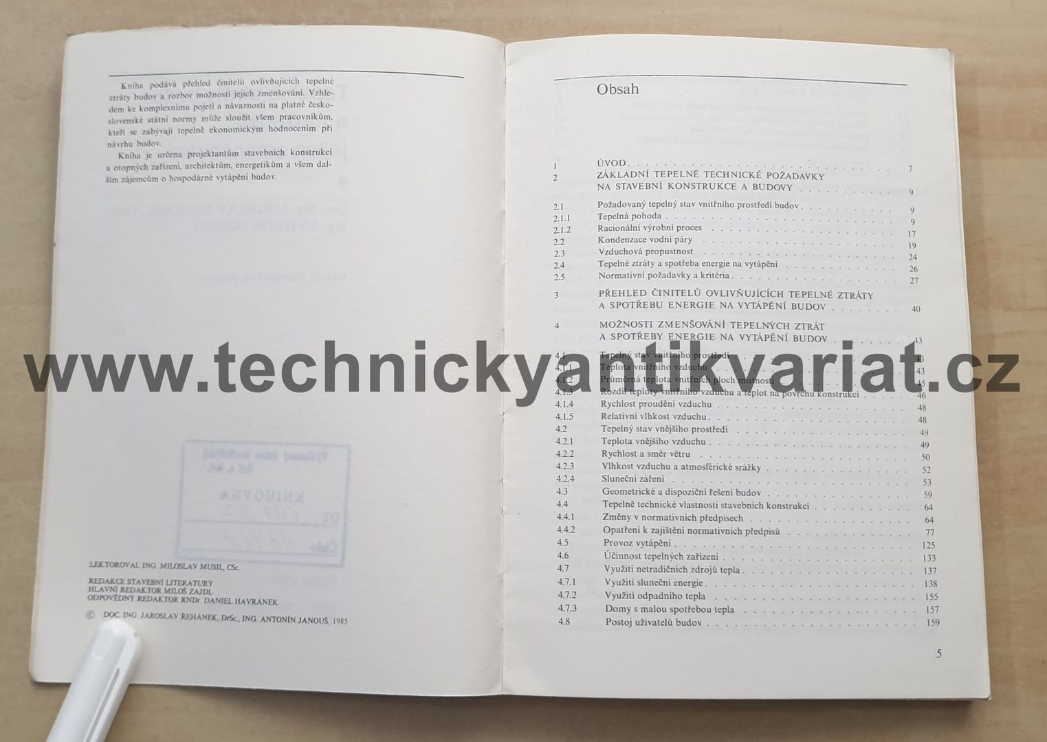 Tepelné ztráty budov a možnosti jejich zmenšování - Řehánek, Janouš (1986)