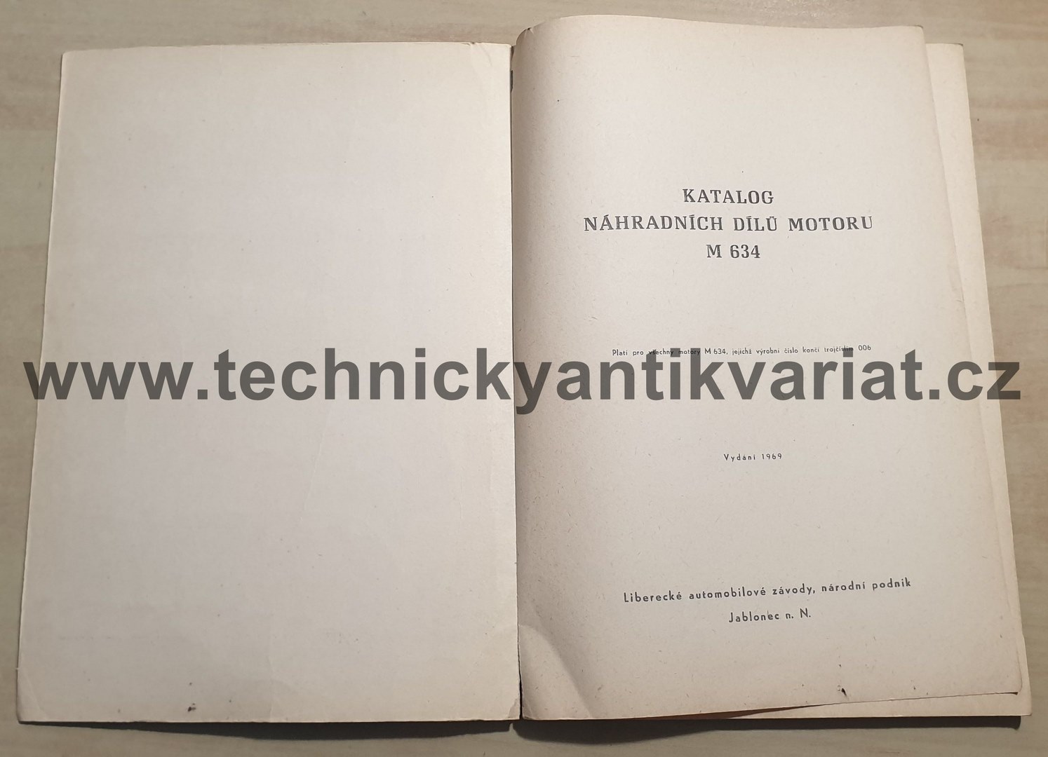 Škoda M 634 - katalog dílů motoru (1969)