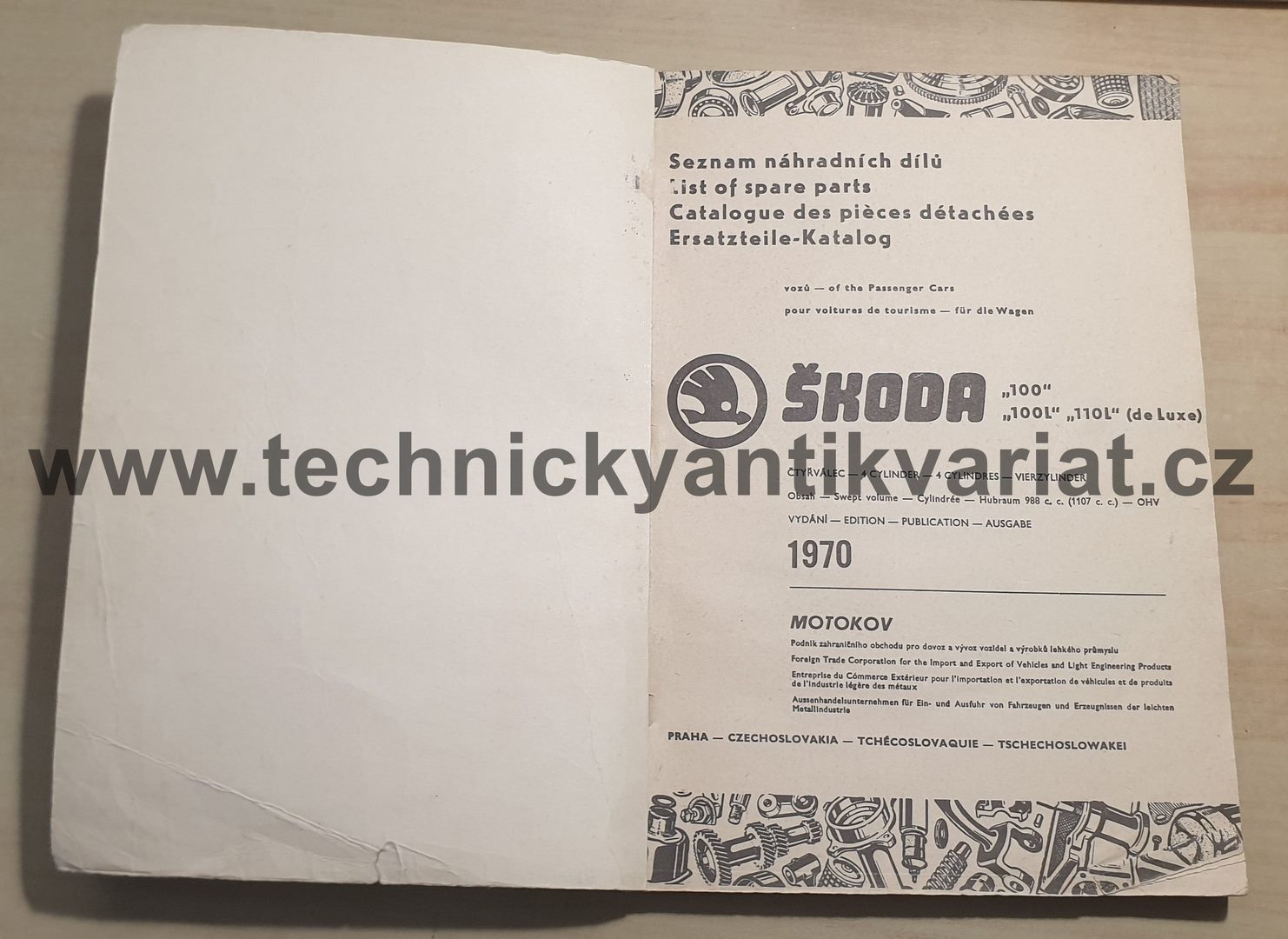 Škoda 100, 100L, 110L (de Luxe) - seznam náhradních dílů (1970)