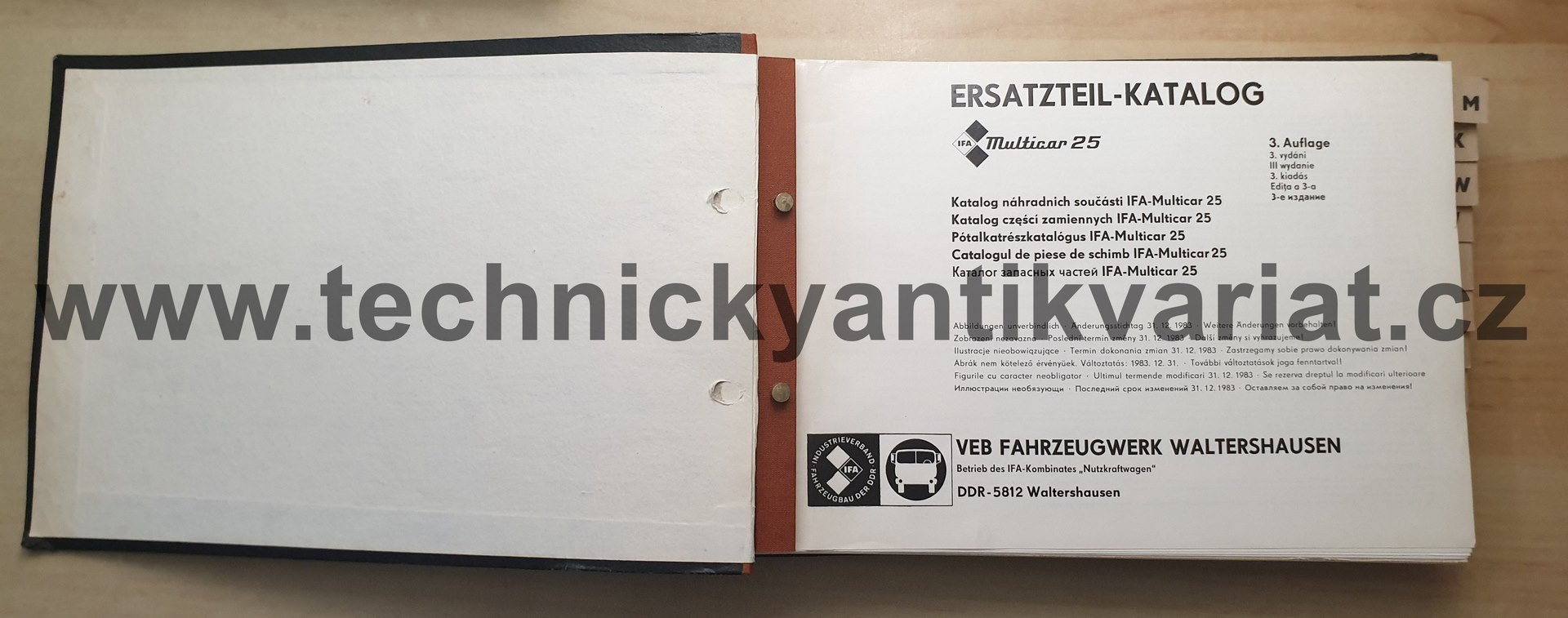 Multicar 25 - katalog náhradních dílů (1984)