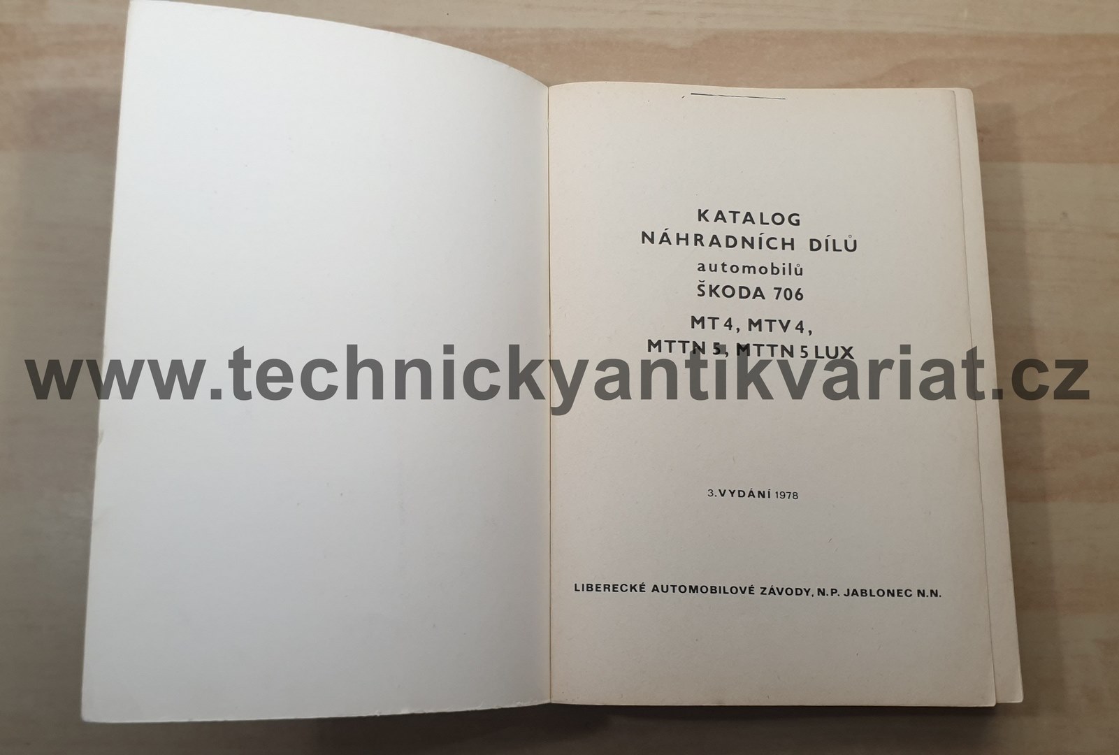 Škoda 706 MT4, MTV4, MTTN5, MTTN 5 LUX - katalog náhradních dílů (1978)