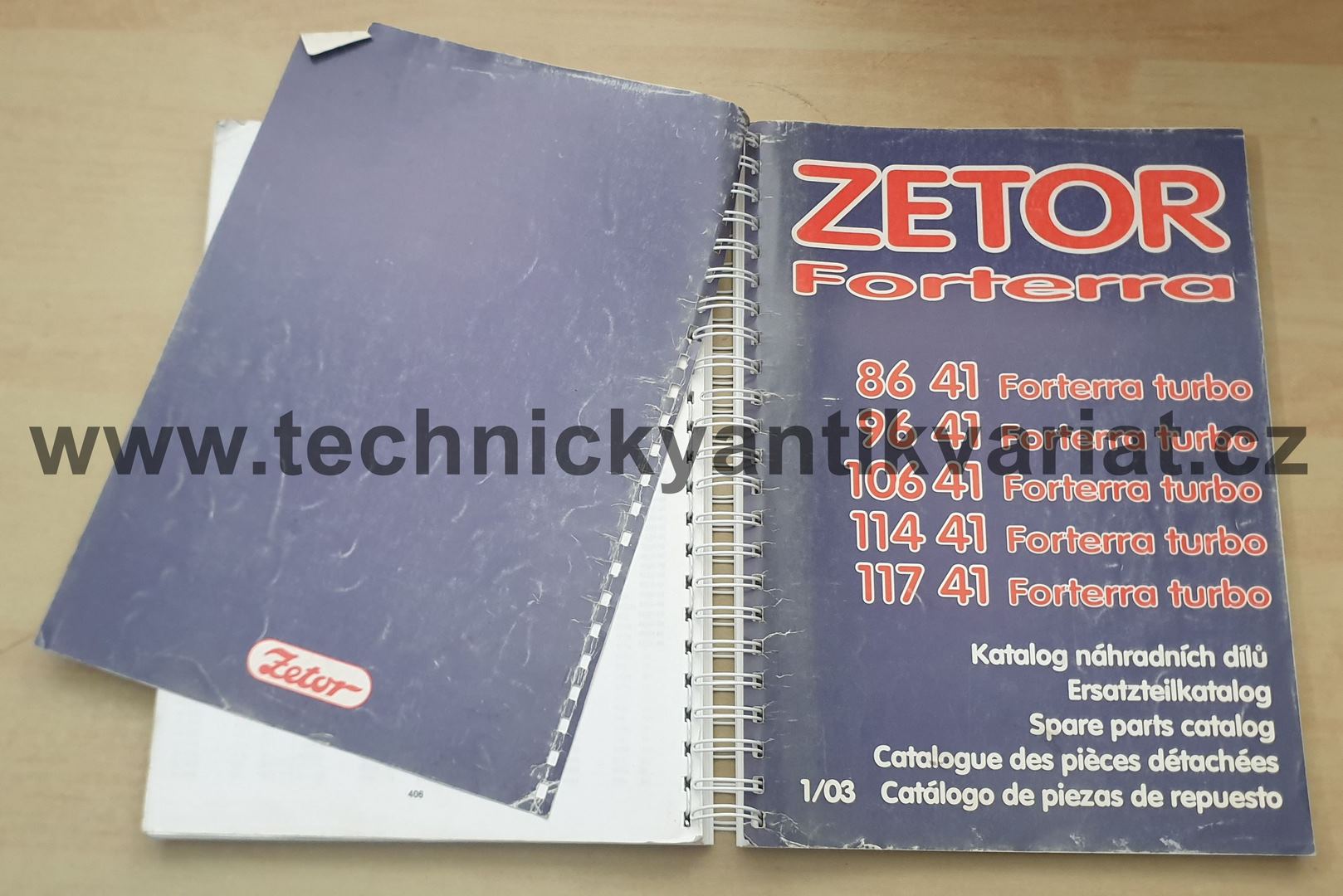 Zetor 8641, 9641, 10641, 11441, 11741 Forterra - katalog náhradních dílů (2003)