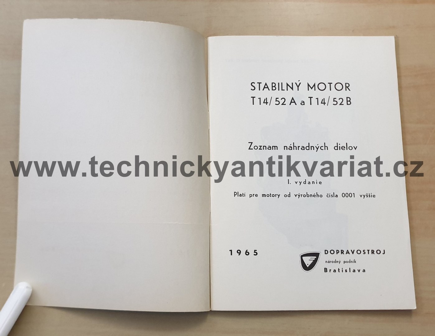 Stabilný motor T14/52 A a B - zoznam náhradných dielov (1965)