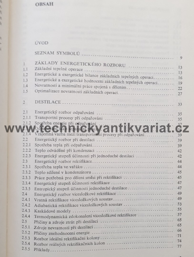 Energetická analýza destilace, sorpce a extrakce - W. Fratzscher (1987)