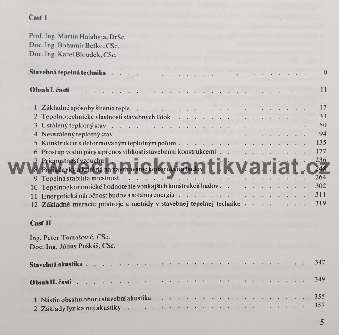 Stavebná tepelná technika, akustika a osvetlenie - M.Halahyja (1985)