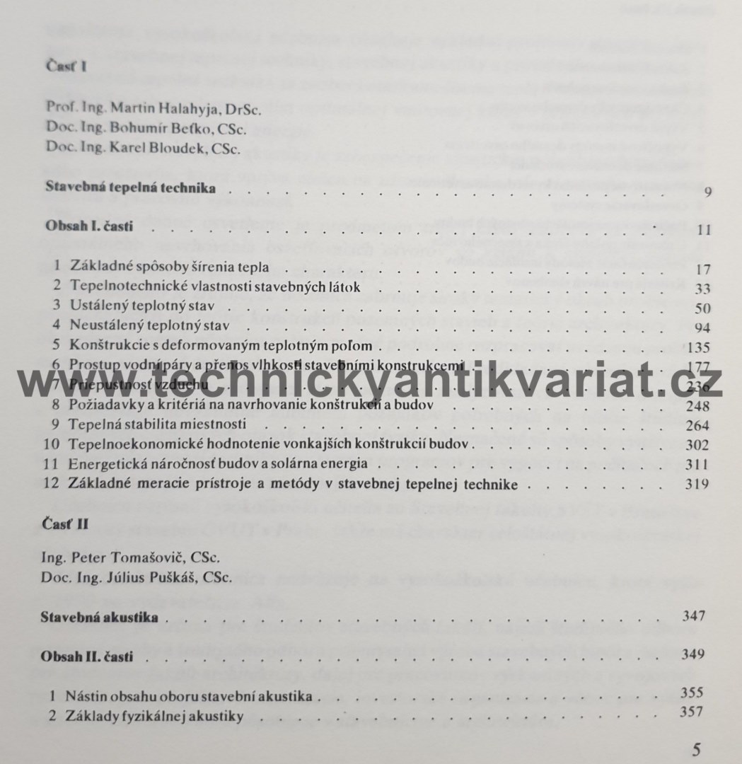Stavebná tepelná technika, akustika a osvetlenie - M.Halahyja (1985)