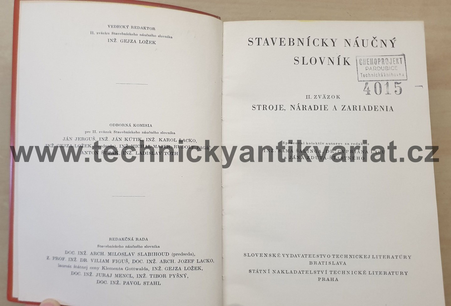 Stavebnicky náučný slovník II. stroje, náradia a zariadenia - Šalinga, Lacu (1962)