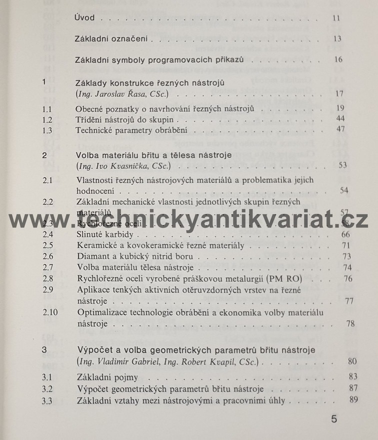 Výpočetní metody v konstrukci řezných nástrojů - J.Řasa (1986)