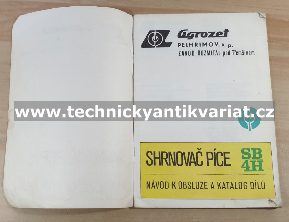 Shrnovač píce SB 4H - návod k obsluze, katalog dílů (1988)