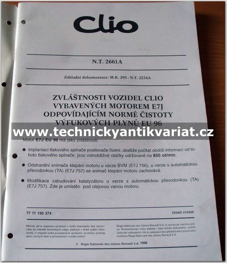 Renault Clio - zvláštnosti vozidel E7J