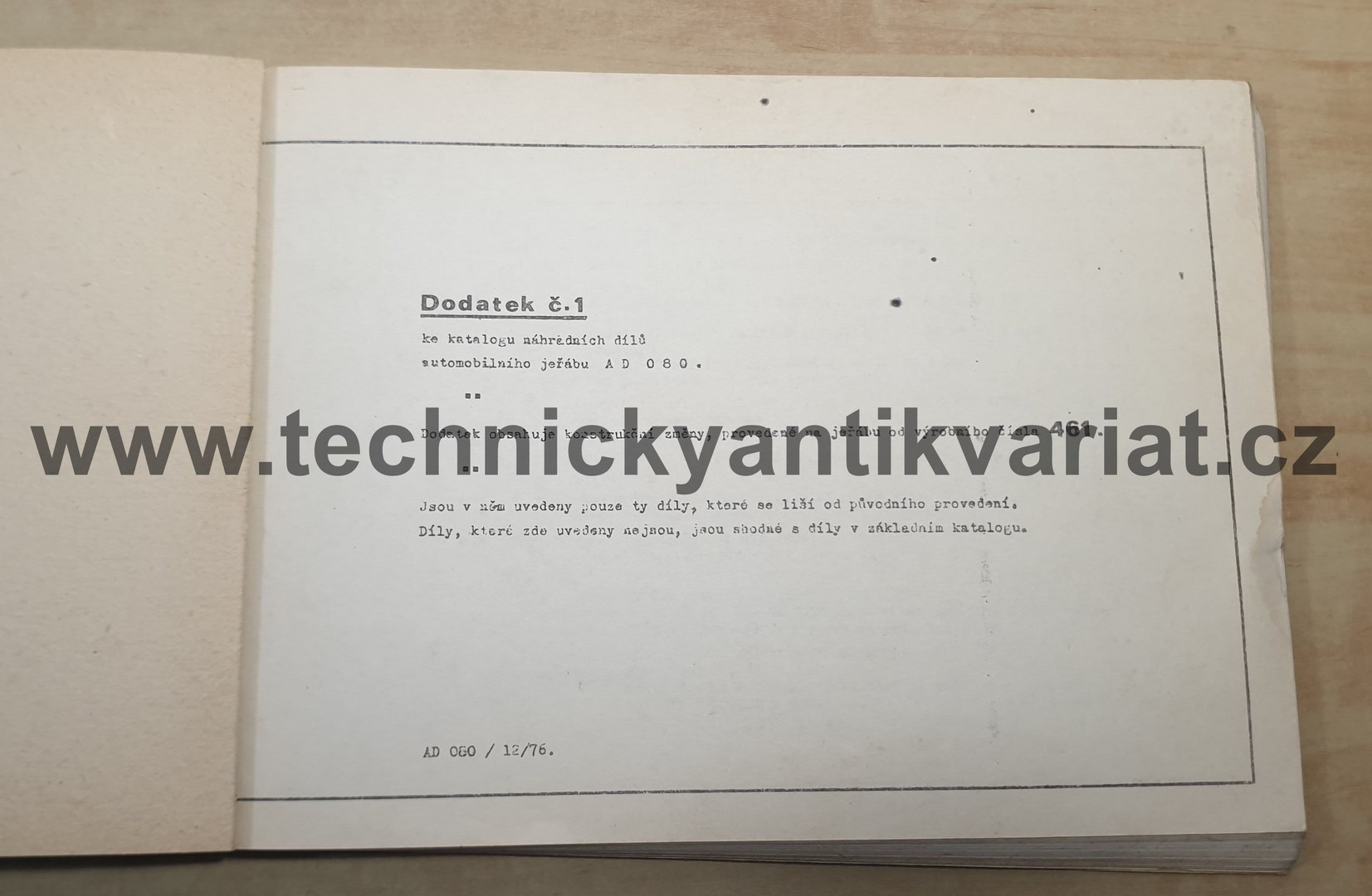 Automobilní jeřáb AD 080 - Dodatek 1-6. (návod a katalog dílů)