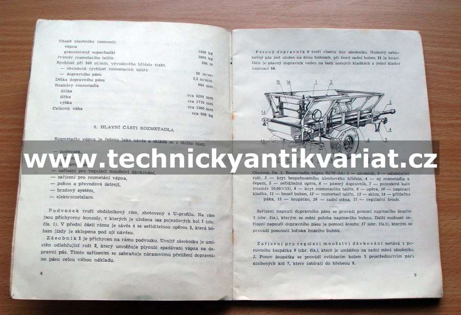 Traktorové rozmetadlo vápna