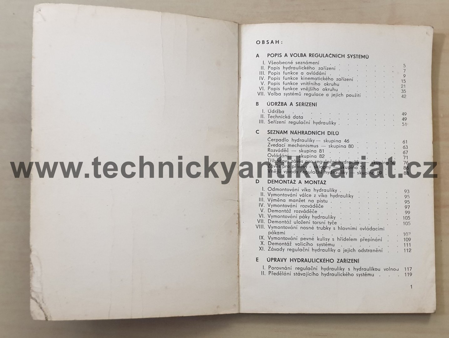 Zetormatic - regulační hydraulika (popis, údržba, seřízení, seznam náhradních dílů)