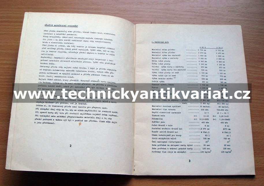Přívěs P93s P78s - návod, katalog (1978)
