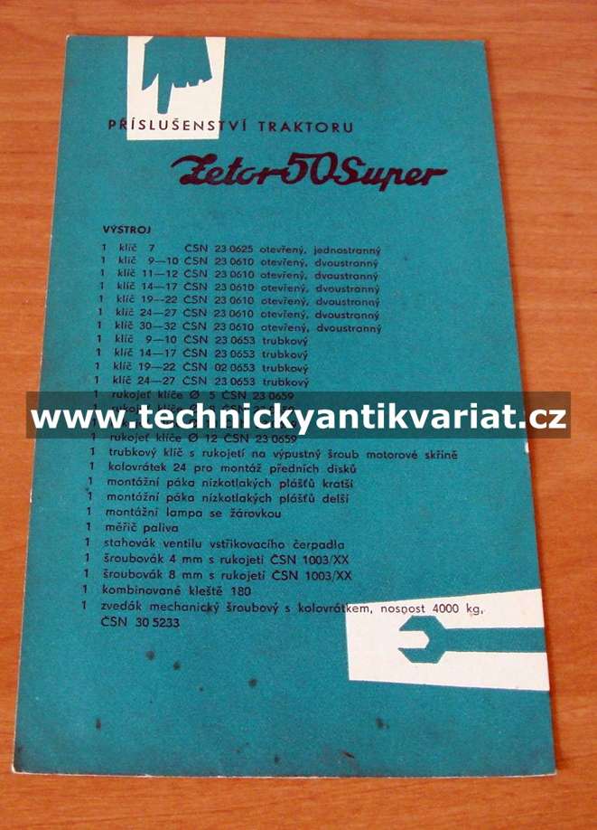 Zetor Super 50, příslušenství traktoru