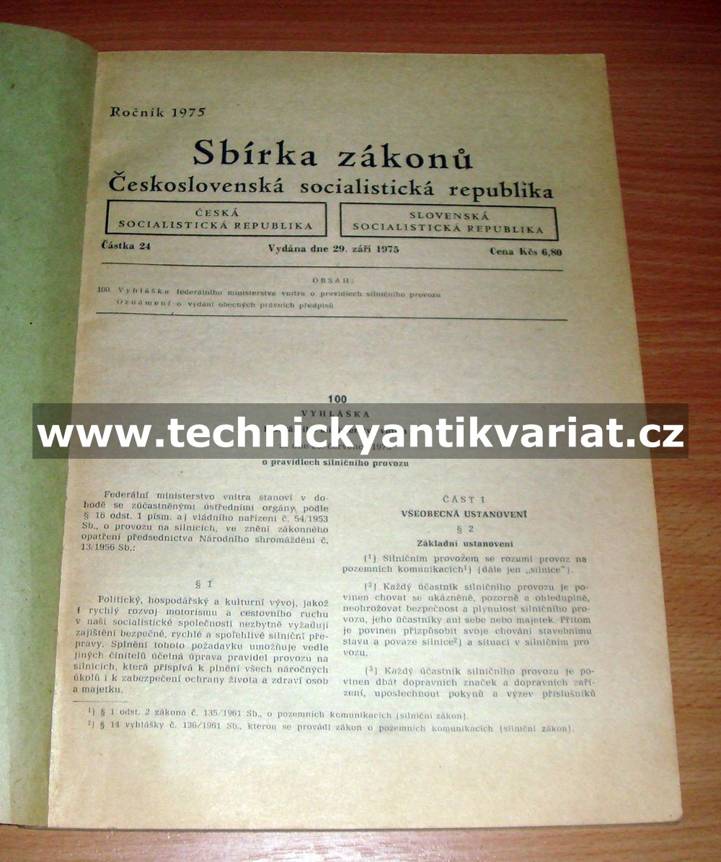 Sbírka zákonů o pravidlech silničního provozu 1975