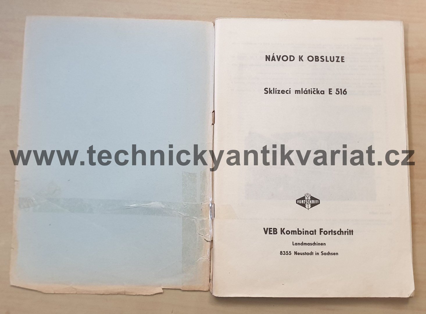Fortschritt - sklízecí mlátička E516 - návod k obsluze