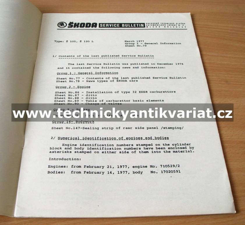 Škoda Service bulletin 1.1977