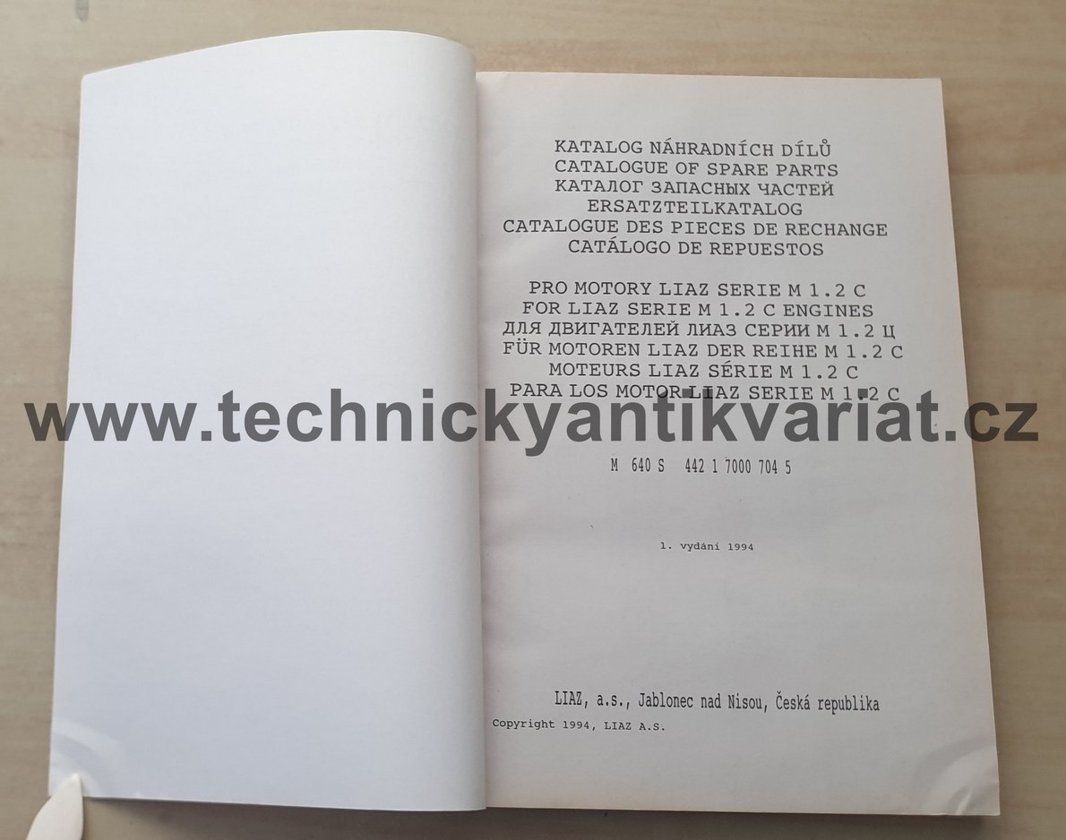 Liaz M1.2C M640S - katalog náhradních dílů (1994)
