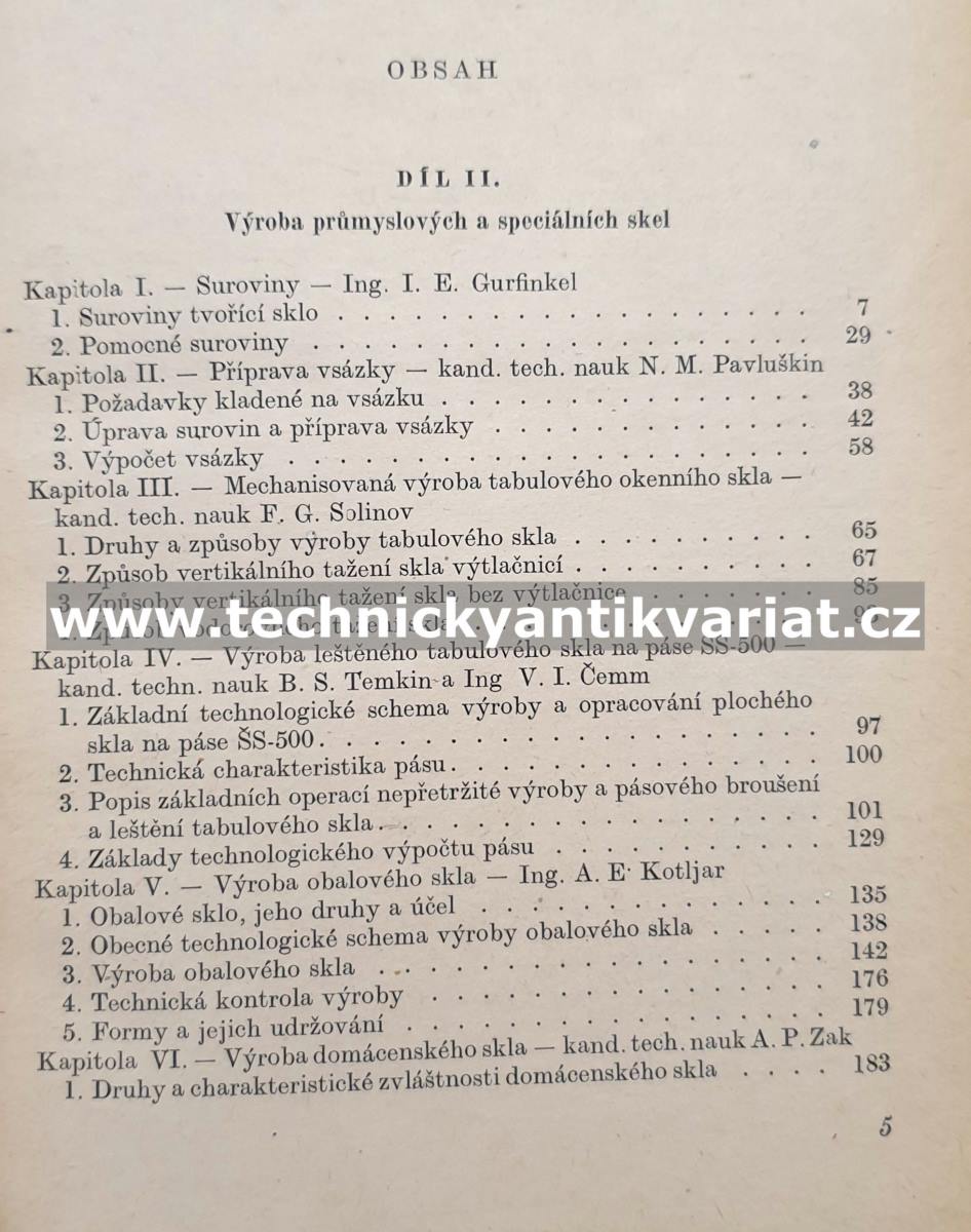 Technologie skla II. díl - I.I. Kitajgorodskij (1954)