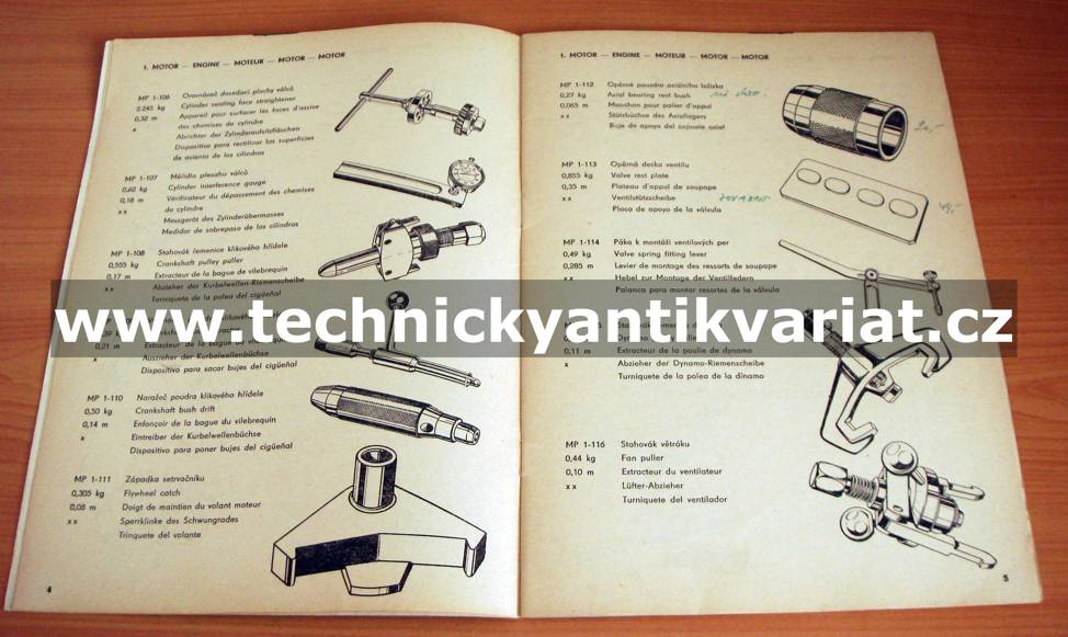 Škoda 1000MB - servisní nářadí