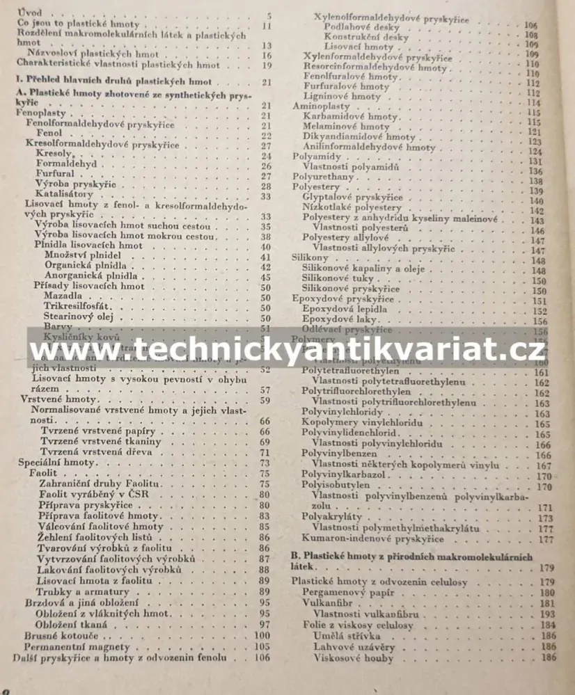 Přehled výroby zpracování a použití plastických hmot - Blabolil (1956)