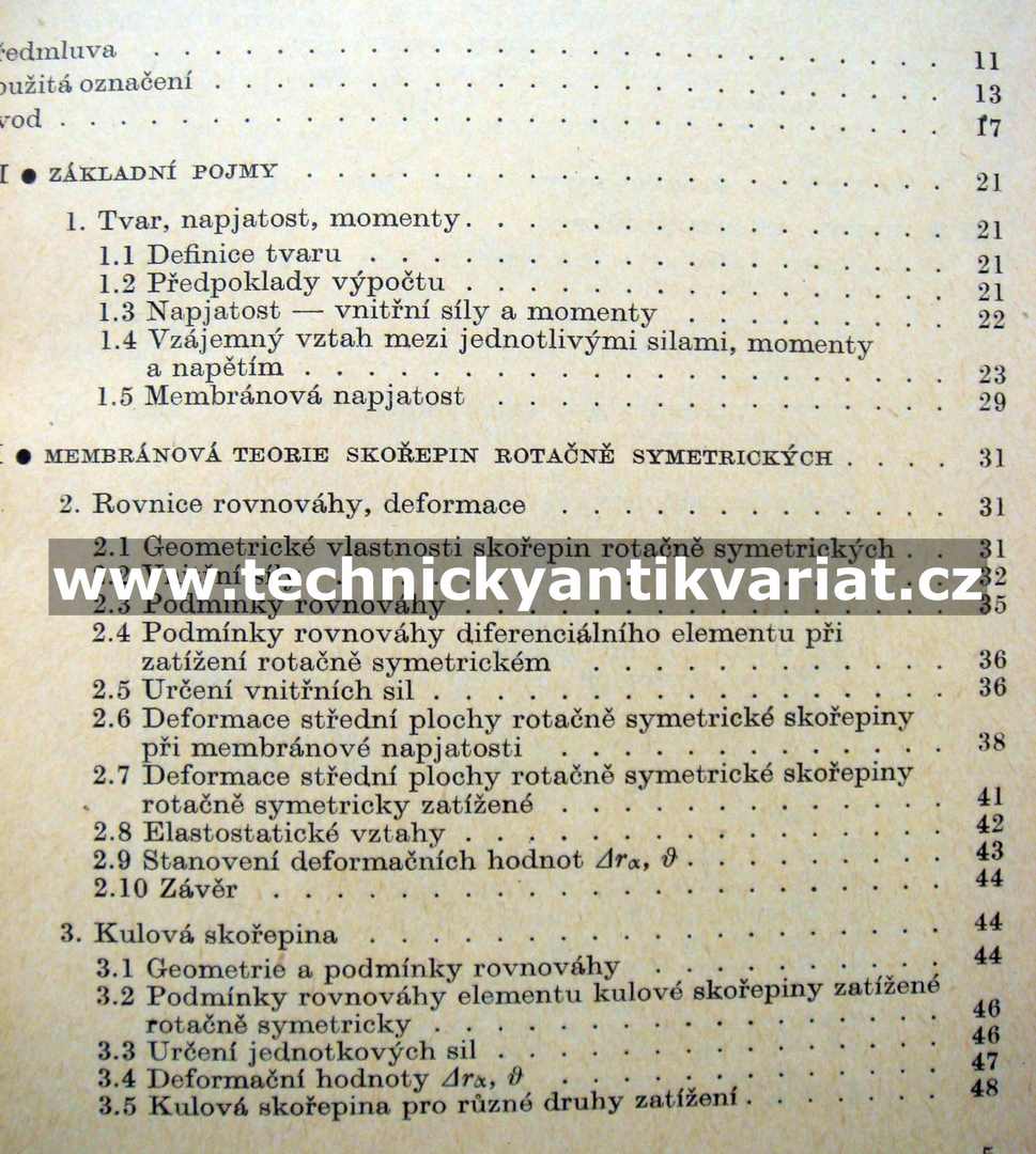 Výpočet napjatosti skořepin - Placák, Kunc (1966)
