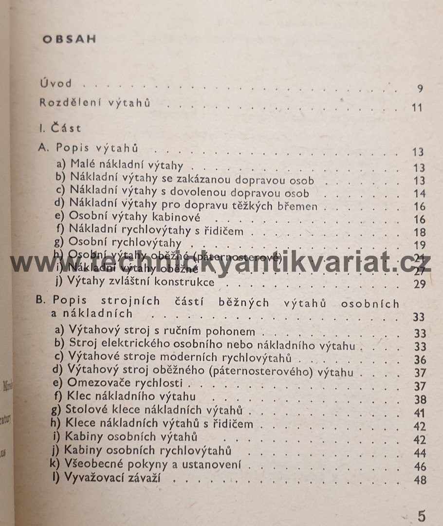 Údržba a opravy výtahů - Josef Vosáhlo (1962)